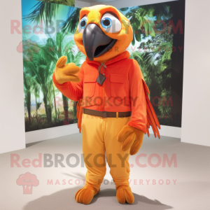 Orange Macaw maskot kostume...