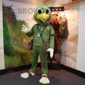 Olive Eagle mascot costume character dressed with a Capri Pants and Keychains