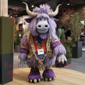 Lavendel Yak maskot kostym...