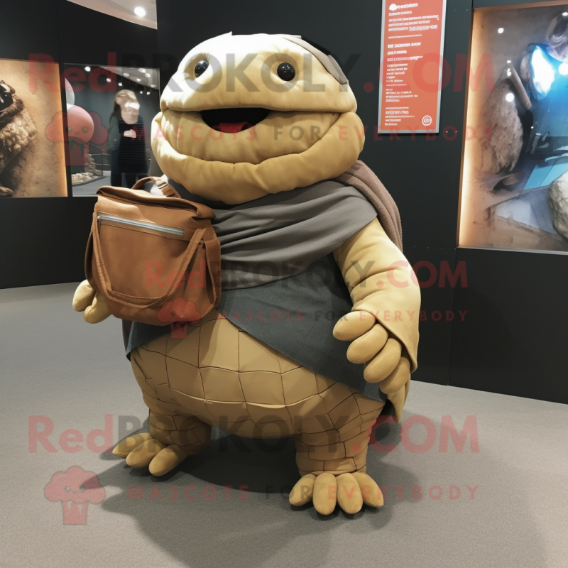 Rust Glyptodon mascot costume character dressed with a Cargo Pants and Shawls