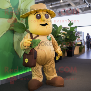Gold Beanstalk mascot costume character dressed with a Cargo Shorts and Handbags