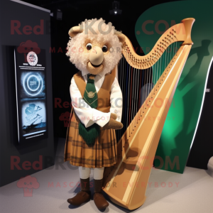 Tan Celtic Harp maskot...