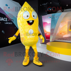 Yellow Ice mascot costume character dressed with a Swimwear and Wraps