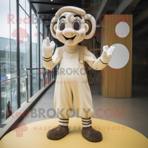 Beige Mime mascotte kostuum...