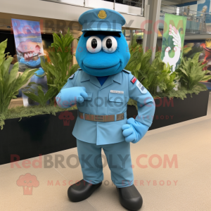 Cyan Navy Soldier maskot...