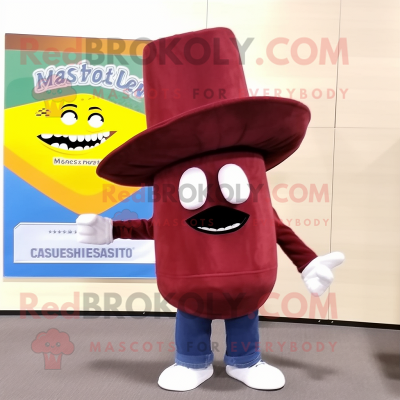 Maroon Squash Mascot Costume Character Dressed With A Flare Jeans And