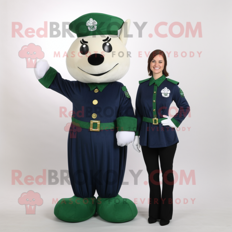 Navy Bunch Of Shamrocks mascot costume character dressed with a Empire Waist Dress and Wallets