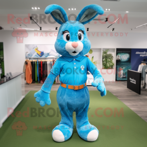 Cyan Wild Rabbit maskot...