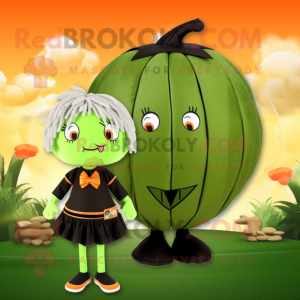 Olive Pumpkin mascot costume character dressed with a Swimwear and Hair clips