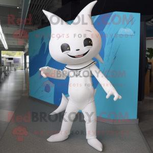 White Ray mascot costume character dressed with a Jeggings and Wraps