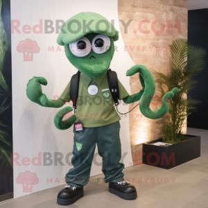 Grøn Octopus maskot kostume...