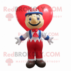 nan Heart Shaped Balloons mascot costume character dressed with a Jumpsuit and Bow ties