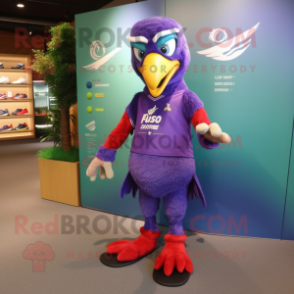 Purple Macaw mascot costume character dressed with a Polo Tee and Anklets