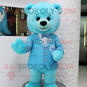 Cyan Teddy Bear maskot...