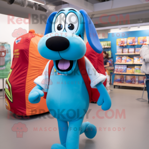 Sky Blue Hot Dogs maskot...