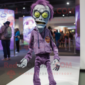 Purple Zombie mascot costume character dressed with a Skinny Jeans and Anklets