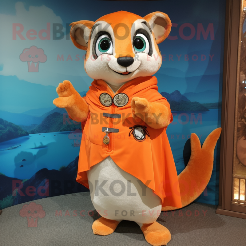 Orange Flying Squirrel mascot costume character dressed with a Bermuda Shorts and Shawls