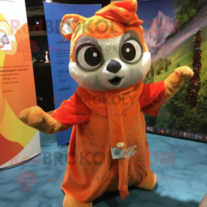 Orange Flying Squirrel mascot costume character dressed with a Bermuda Shorts and Shawls