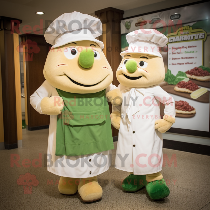 White Corned Beef And Cabbage mascot costume character dressed with a Henley Shirt and Berets