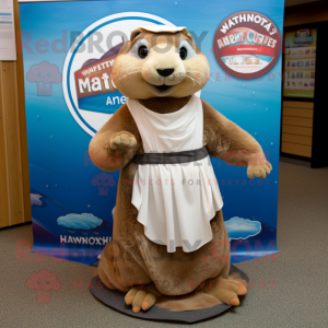 Tan Marmot maskot kostume...