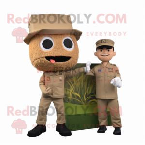 Tan Fried Rice mascot costume character dressed with a Cargo Pants and Watches