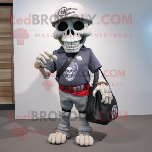 Gray Skull maskot kostume...