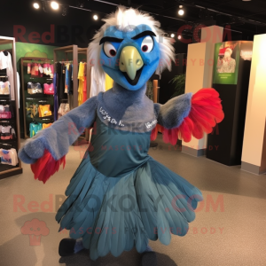 Silver Macaw mascot costume character dressed with a Jeggings and Headbands  - Mascot Costumes -  Sizes L (175-180CM)