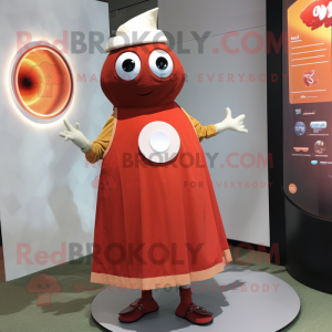 Rust Shakshuka mascot costume character dressed with a A-Line Dress and Watches