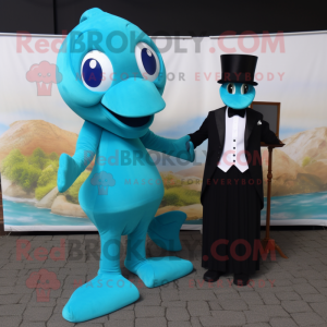 Cyan Mermaid maskot kostym...