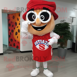 nan Pizza Slice mascot costume character dressed with a Joggers and Eyeglasses