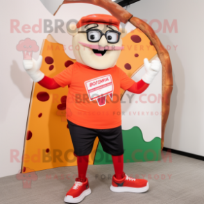 nan Pizza Slice mascot costume character dressed with a Joggers and Eyeglasses