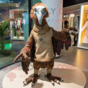 Brown Vulture mascot costume character dressed with a Sweater and Anklets