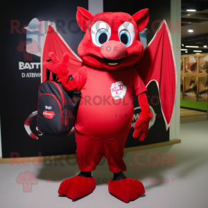 Red Bat maskot drakt figur...