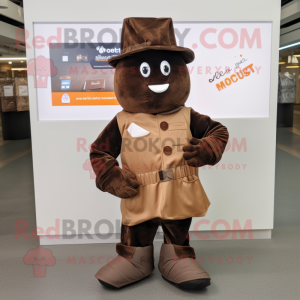Rust Chocolates mascot costume character dressed with a Parka and Pocket squares
