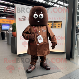 Rust Chocolates mascot costume character dressed with a Parka and Pocket squares