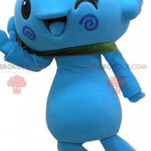 Blauwe sneeuwpop mascotte. Blauwe bloem mascotte -