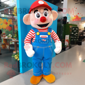 nan Candy Box mascot costume character dressed with a Dungarees and Suspenders