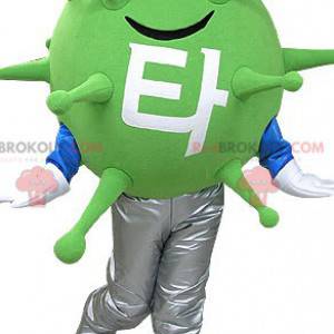 Groene virus microbe mascotte. Buitenaardse mascotte -