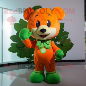 Orange Bunch Of Shamrocks mascot costume character dressed with a Playsuit and Ties