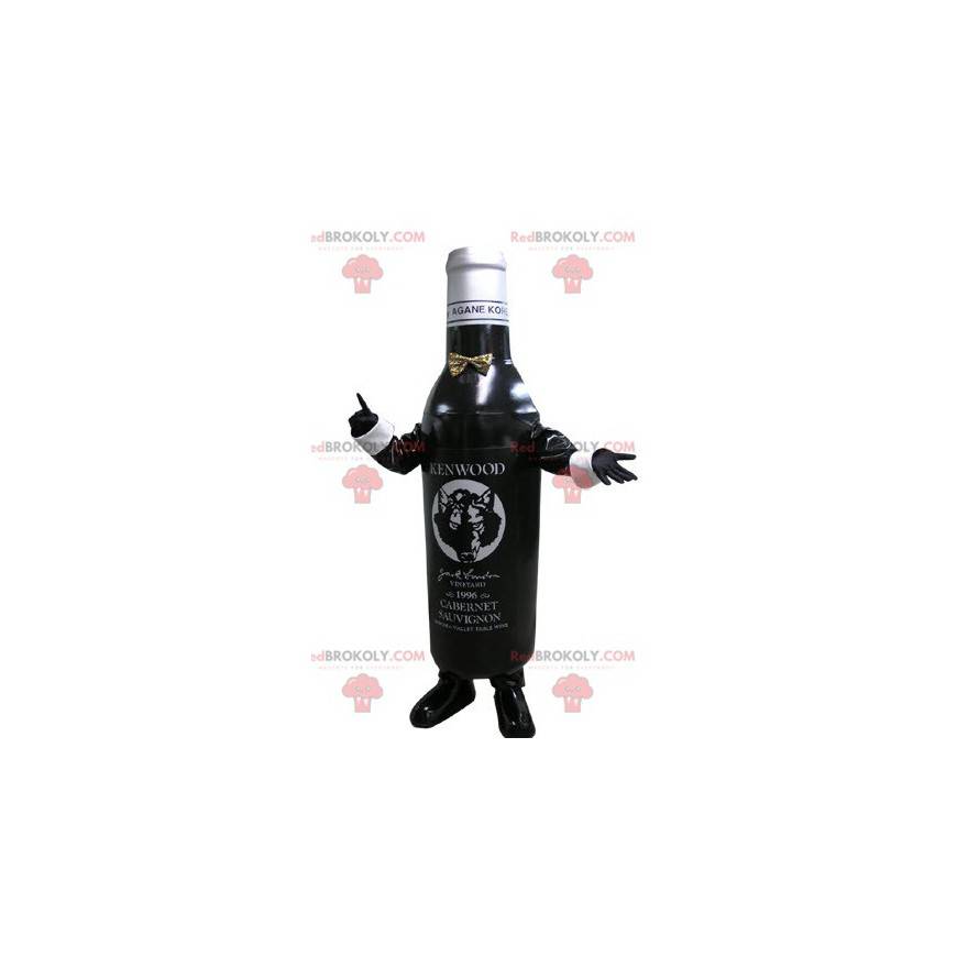 Zwart-witte flesmascotte. Fles wijn - Redbrokoly.com