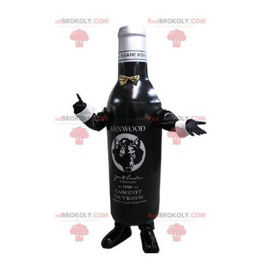 Zwart-witte flesmascotte. Fles wijn - Redbrokoly.com
