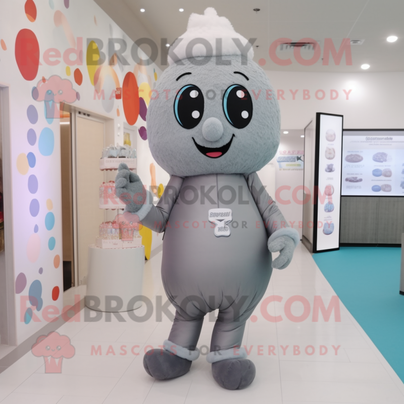 Gray Ice Cream mascot costume character dressed with a Leggings and Shoe laces