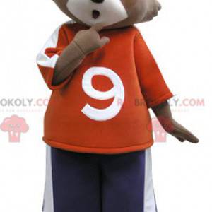 Mascotte bruine en witte beer. Wasbeer mascotte - Redbrokoly.com