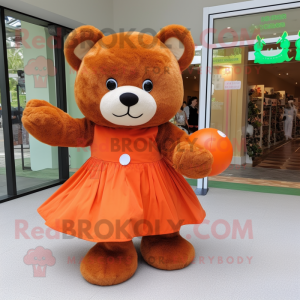 Oransje bamse maskot drakt...