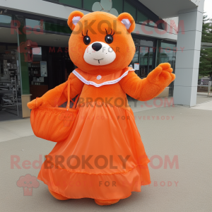 Orange bamse maskot kostume...