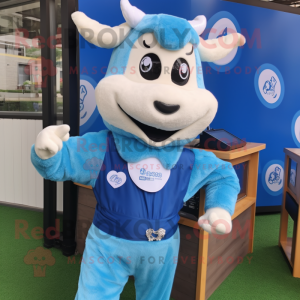 Blue Beef Stroganoff mascot costume character dressed with a Blouse and Digital watches