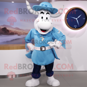 Blue Beef Stroganoff mascot costume character dressed with a Blouse and Digital watches