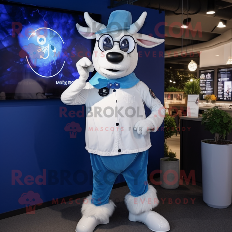 Blue Beef Stroganoff mascot costume character dressed with a Blouse and Digital watches