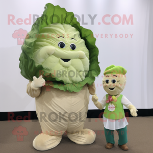 Beige Cabbage mascot costume character dressed with a Mom Jeans and Tie pins