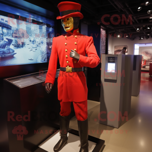 Red Civil War Soldier mascot costume character dressed with a Romper and Caps